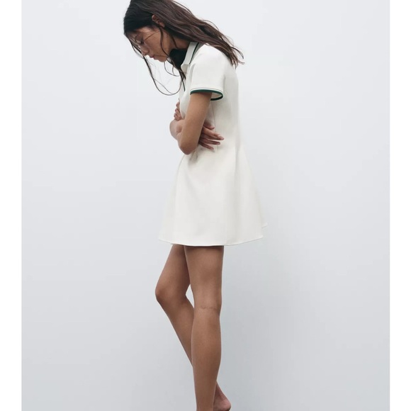 Zara NWT short ribbed godet dress white 4661/306 - Picture 9 of 12